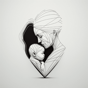 Natia minimalistic line painding mother and baby in a heart 53c77b23 5d02 43f9 83a4 b80c8de2f913